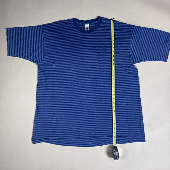 Vintage 90s Fruit of the Loom Striped Tee XXL Grunge USA Single Stitch - Picture 9 of 11